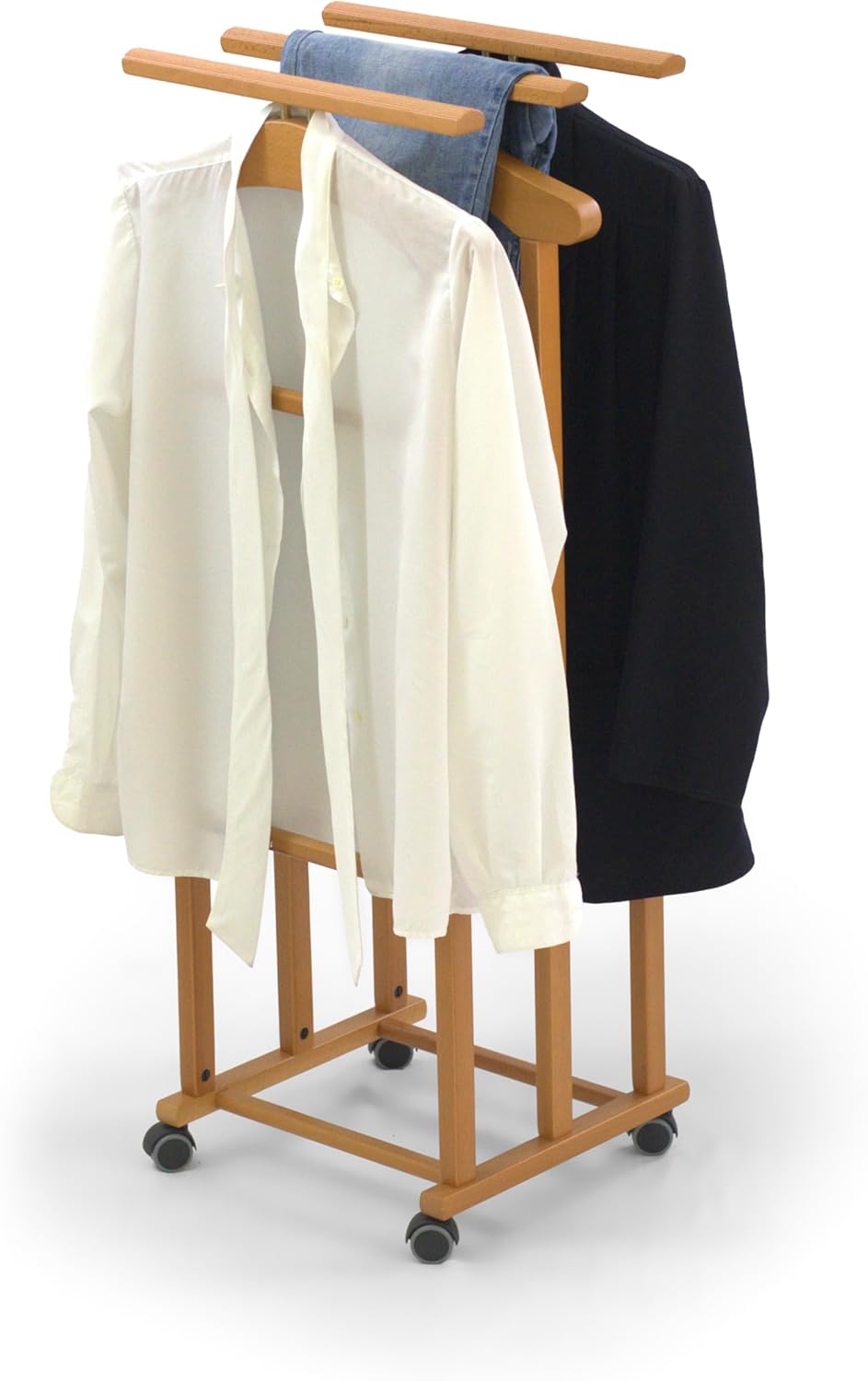 Arredamenti Italia TRIELLO, Holz - 3 Kleiderbügel und 3 Hosenhalter, Kirschbaum-Finish - Ar-It das H