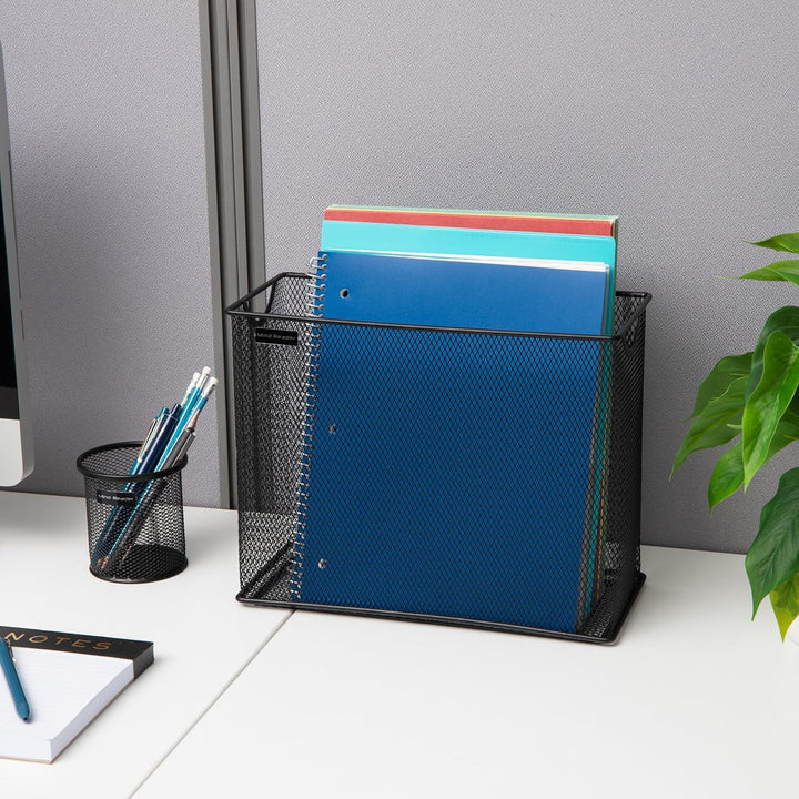 Mind Reader Vertical Storage Basket, Letter Size, Hanging Files or Folders and Magazines, Desktop Or