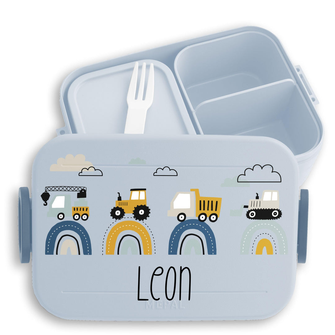 Kinder Bento Box Midi Lunchbox für Mepal Bentobox - Baustelle mit Name personalisiert Brotdose Bagge