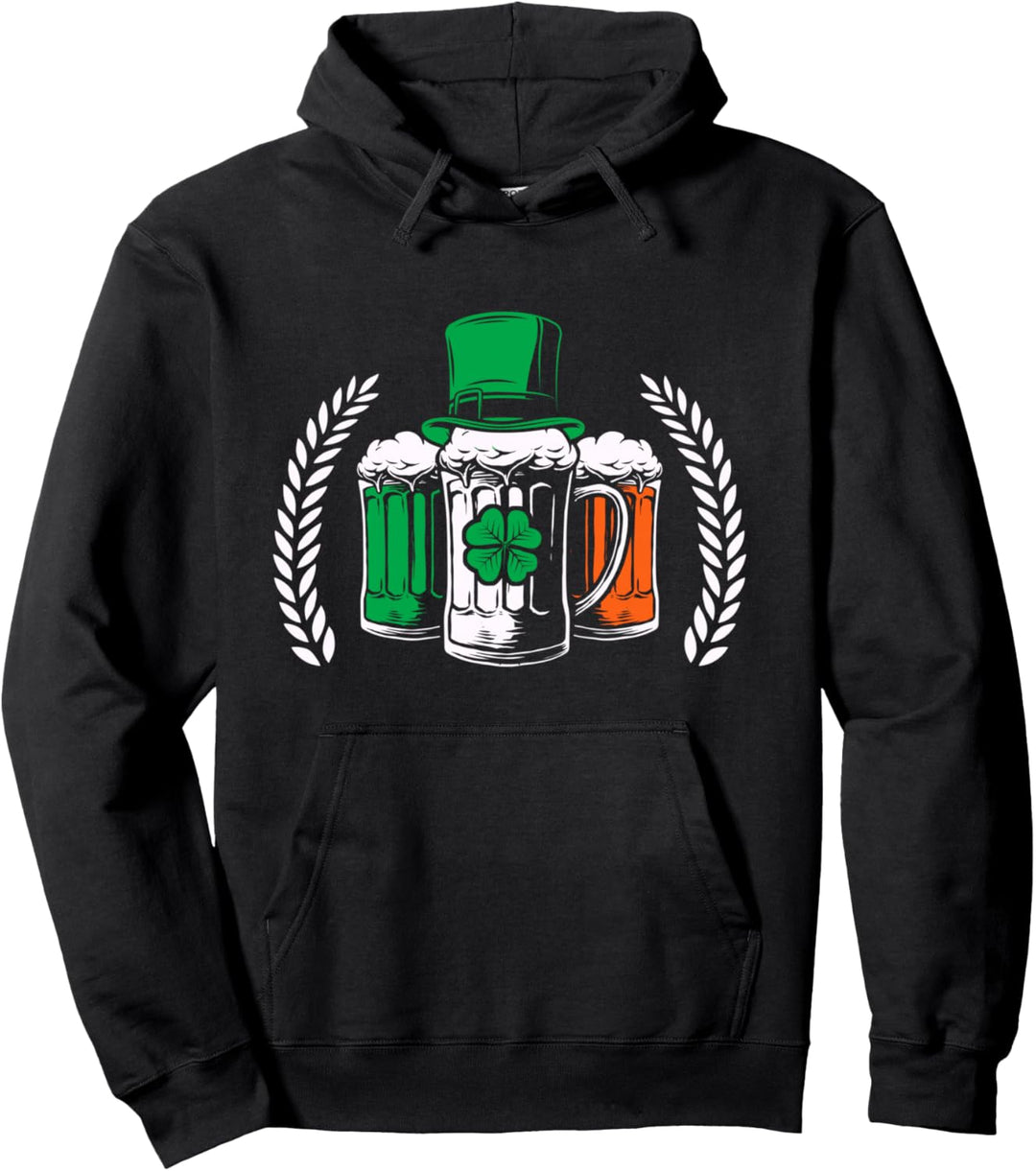 Bier-Grafik Kobold St. Patricks Day Irland Kleeblatt Pullover Hoodie