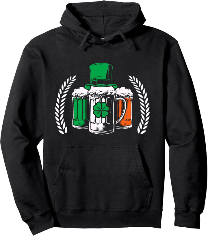 Bier-Grafik Kobold St. Patricks Day Irland Kleeblatt Pullover Hoodie