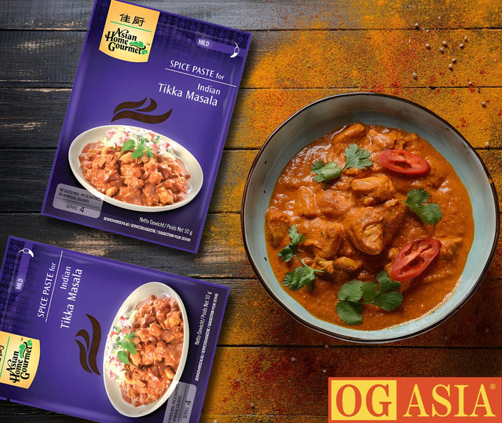 ASIAN HOME GOURMET Tikka Masala Paste – 12er Pack – Indische Gewürz Paste für Curry – OG ASIA – 12x