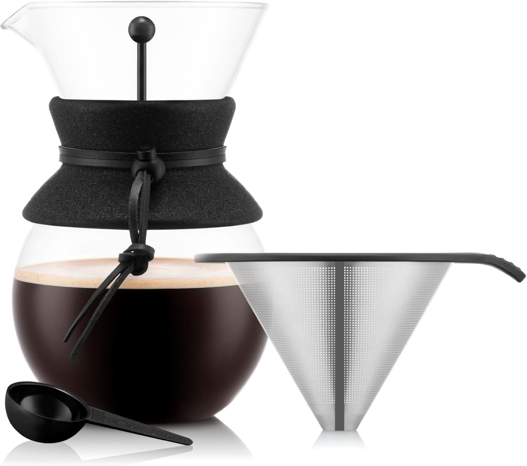 Bodum POUR OVER Kaffeebereiter mit Permanent-Kaffeefilter, 8 Tassen, 1.0 l, Edelstahl