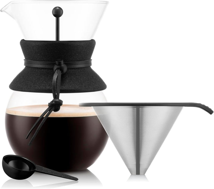 Bodum POUR OVER Kaffeebereiter mit Permanent-Kaffeefilter, 8 Tassen, 1.0 l, Edelstahl