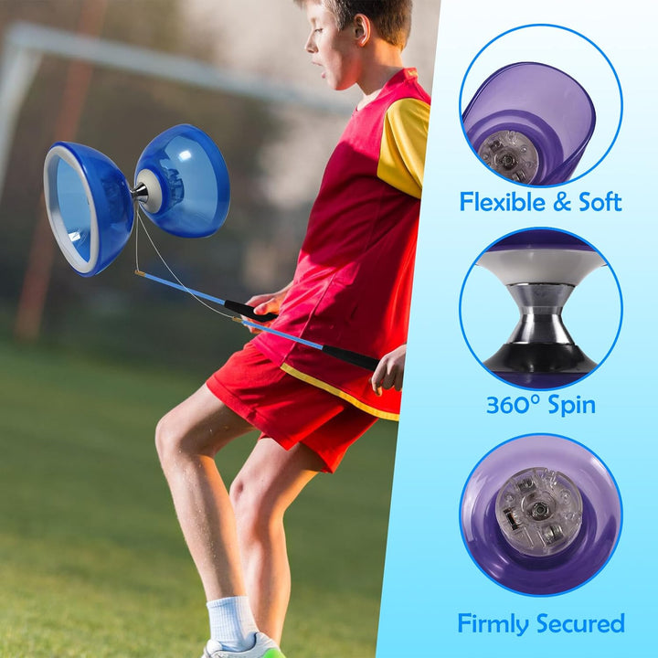 SagaSave Dreifach gelagerte Yoyo Diabolo Spielzeug mit professioneller Stange, langlebige transparen