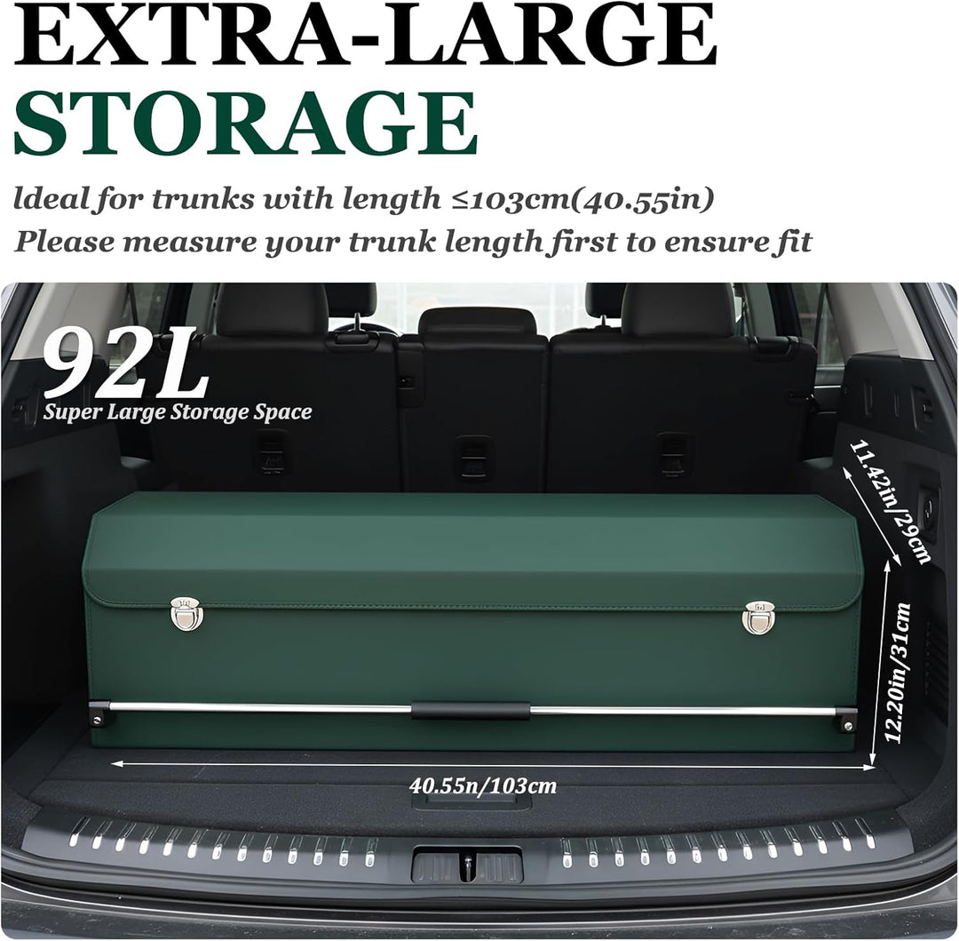 Kofferraum Organizer mit Deckel – Premium NAPPA-Leder, Tragbarer Push-Pull-Griff & Stabile Universal