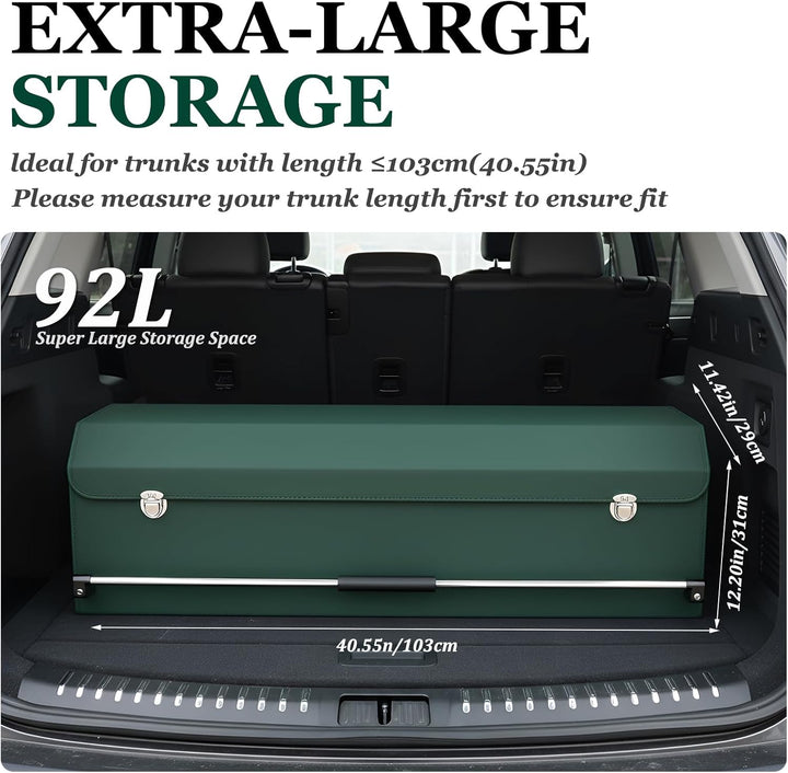 Kofferraum Organizer mit Deckel – Premium NAPPA-Leder, Tragbarer Push-Pull-Griff & Stabile Universal