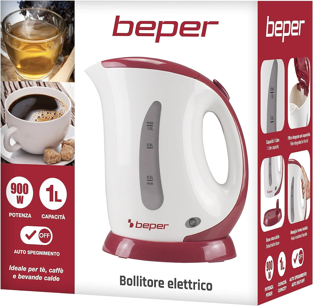 BEPER BB.050 Elektrischer Wasserkocher, Fassungsvermögen 1 l, Anzeige mit Skalierung, automatische A