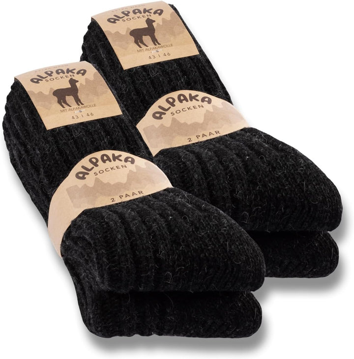4 Paar Alpaka Socken Herren Damen Wollsocken warme Wintersocken, Schwarz