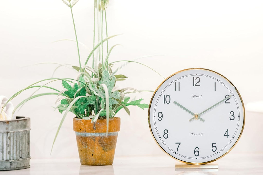 Hermle Uhrenmanufaktur Tischuhr, Messing, Gold, 19cm x 18cm x 6,5cm