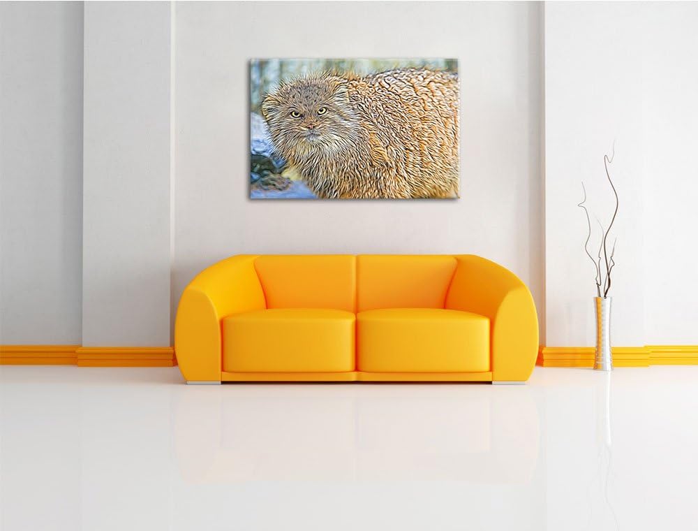 wütende Manul Deluxe Format: 100x70 cm auf Leinwand, XXL riesige Bilder fertig gerahmt mit Keilrahme