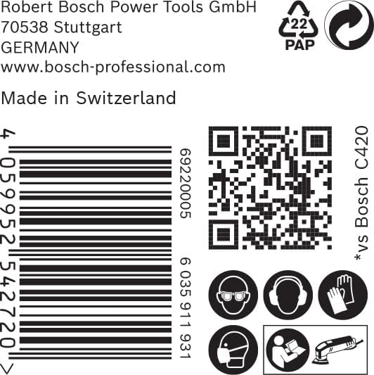 Bosch 50x EXPERT C470 Schleifblatt (für Farbe auf Holz, Hartholz, Ø 93x93 mm, Körnung 400, Professio