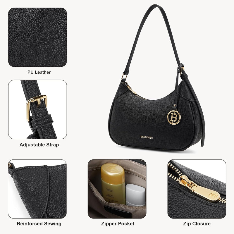 BOSTANTEN Damen Henkeltaschen Klein Handtaschen Schultertasche für Frauen Shopper Tasche Schwarz, Sc