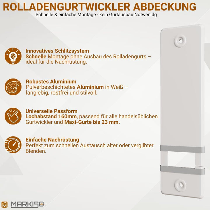 10er SET Gurtwicklerblende ohne Gurtausbau Lochabstand 160mm Blende für Gurt, Abdeckplatte 10 Stück,