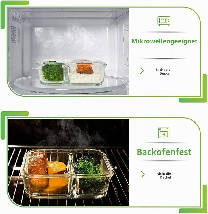 [5er Pack] Frischhaltedosen Glas mit Deckel - Meal Prep Boxen Glas - Glasbehälter Set - Spülmaschine