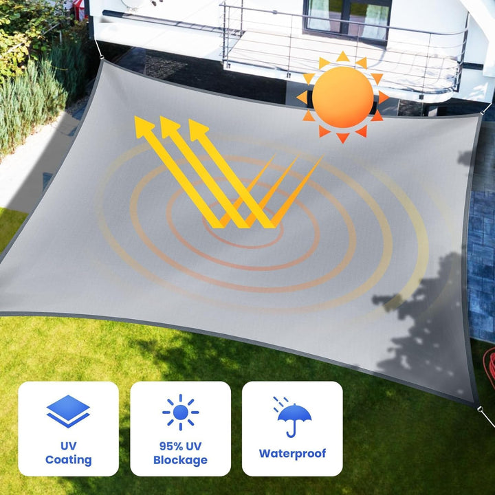 KAHEIGN Sonnensegel Wasserdicht 2,5m x 3m Rechteckig Sonnenschutz Wetterschutz Segel, 98% UV-Schutz