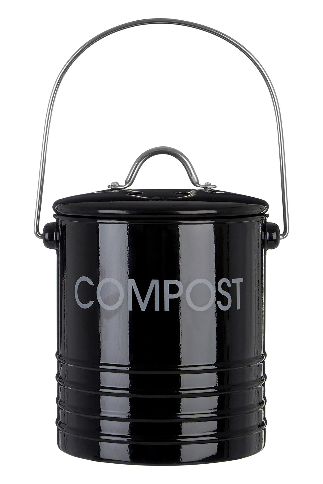 Premier Housewares 0510019 Komposteimer mit Tragegriff Ø14 x H22 cm, Schwarz, Schwarz