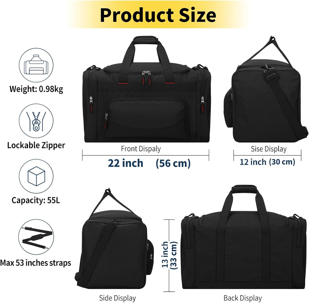 ZZY 55L Sporttasche Herren mit 2 Seitentaschen grosse Reisetasche für Fitness, Training und Reisen 5