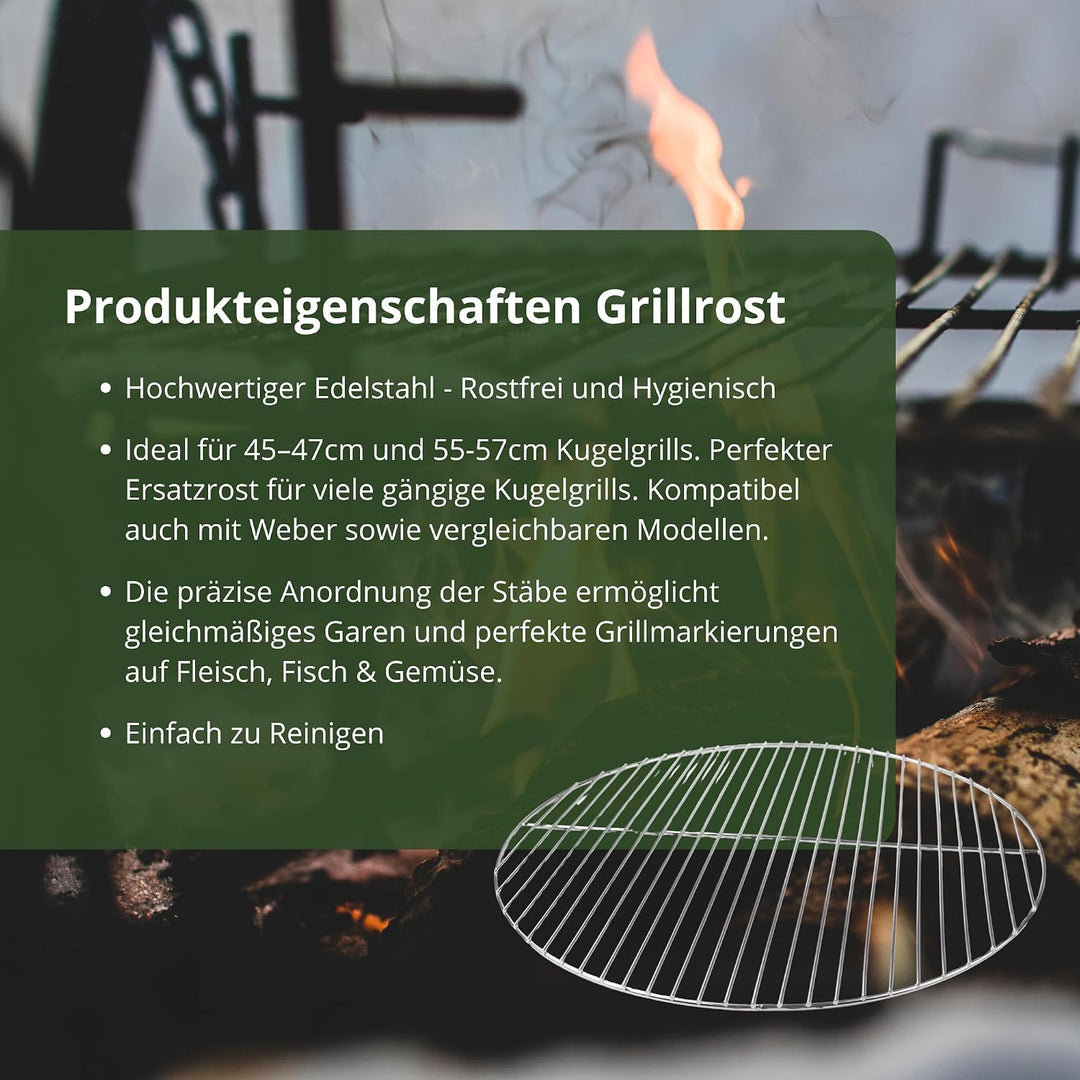 HeRo24 Edelstahl Grillrost 54,5 cm 4/3 mm für Kugelgrill 55-56 - 57 cm auch für Weber 57