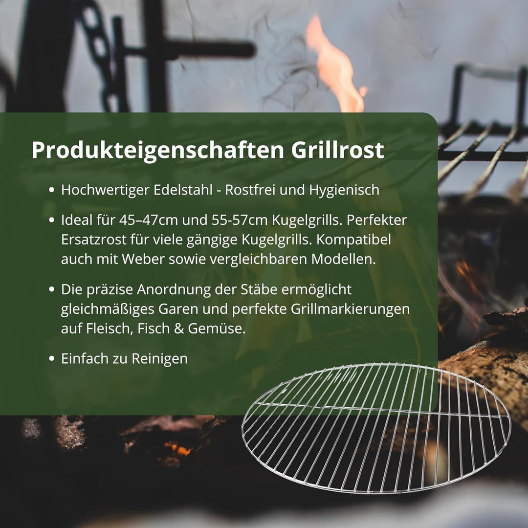 HeRo24 Edelstahl Grillrost 54,5 cm 4/3 mm für Kugelgrill 55-56 - 57 cm auch für Weber 57
