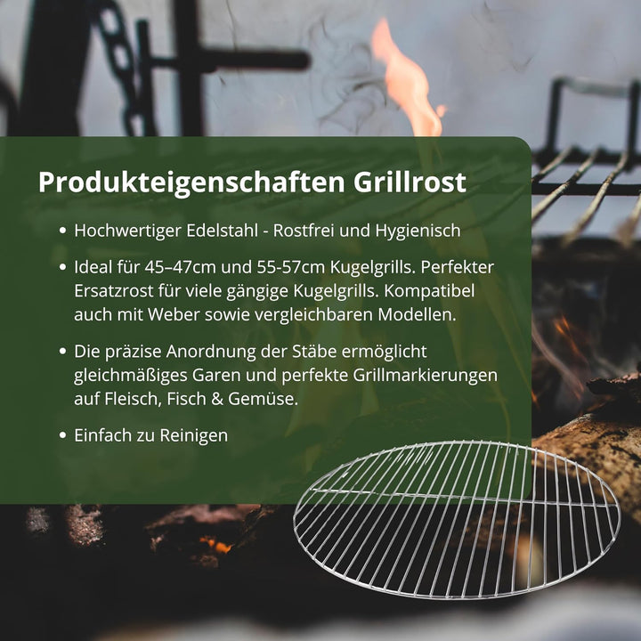 HeRo24 Edelstahl Grillrost 54,5 cm 4/3 mm für Kugelgrill 55-56 - 57 cm auch für Weber 57