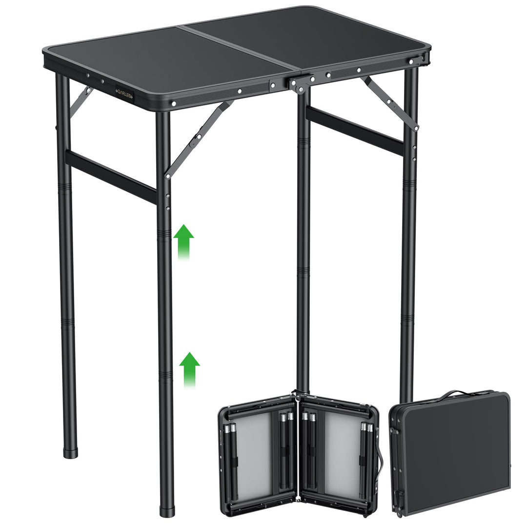 GARLLEN Klappbarer Campingtisch, 60x40cm mit 3 Höhenverstellbar(27/51/75cm), Stabiler Tragbar Klappt