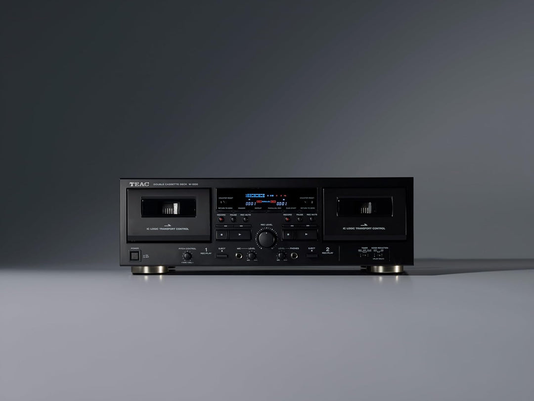 Teac W-1200 Doppel-Kasettendeck (Kassettenspieler zur Aufnahme/Wiedergabe, Mikrofoneingang, USB-Ausg