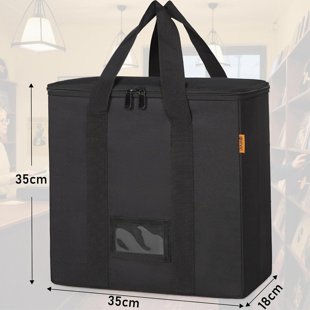 Vinyl-Schallplatten-Aufbewahrungsbox mit Reissverschlüsse, Klappbare Plattenkoffer für LP-Schallplat
