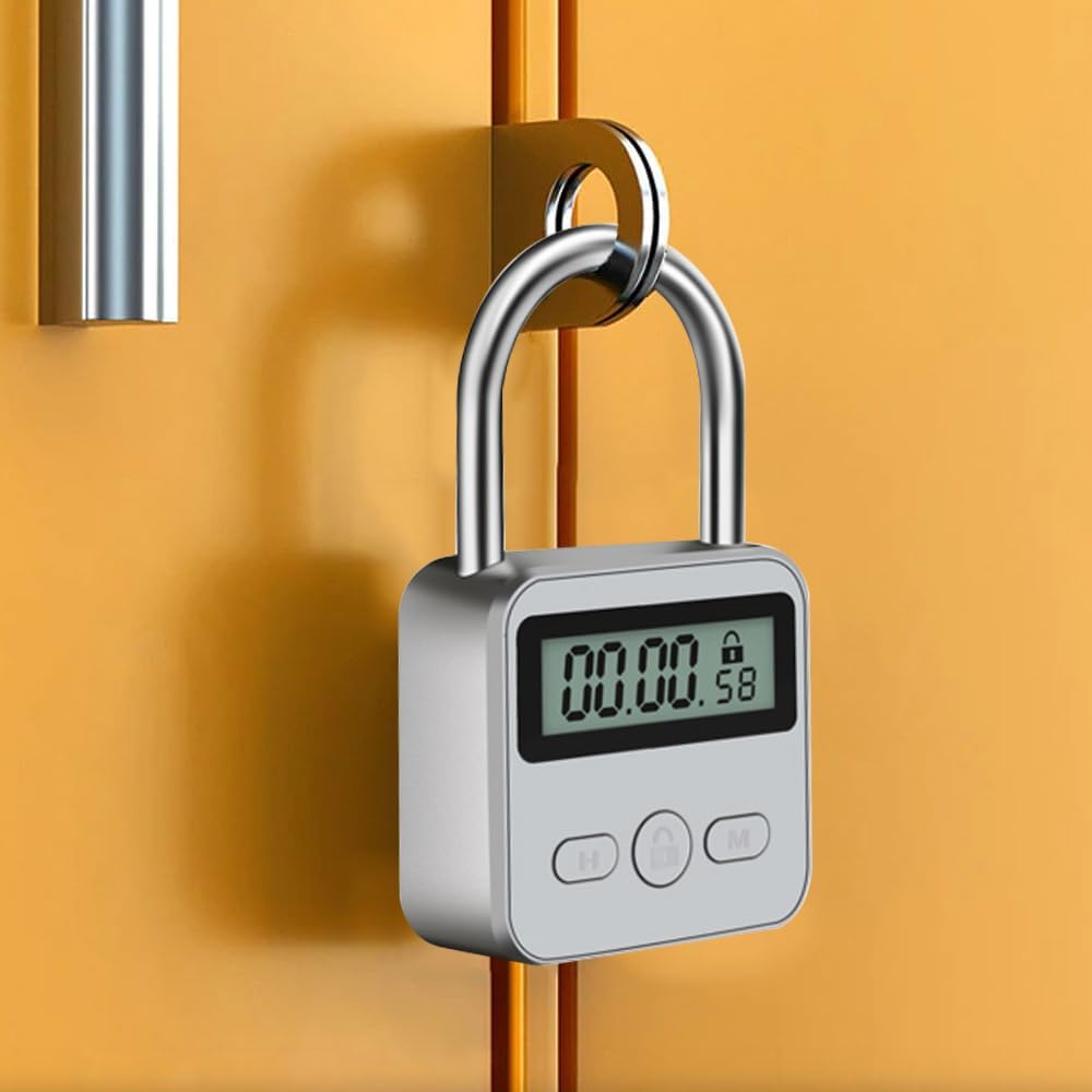 mizikuu Digitale Zeitschloss, Smart Time Lock mit LCD-Display USB Sicherheits Vorhängeschloss Heavy