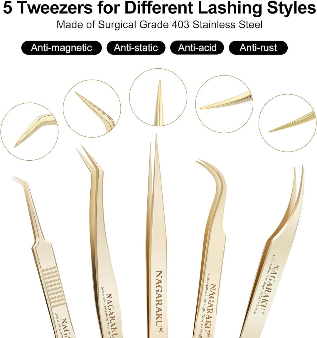 NAGARAKU Wimpernpinzette für Wimpernverlängerung Professionelle Präzisionspinzette Volume Eyelash Ed