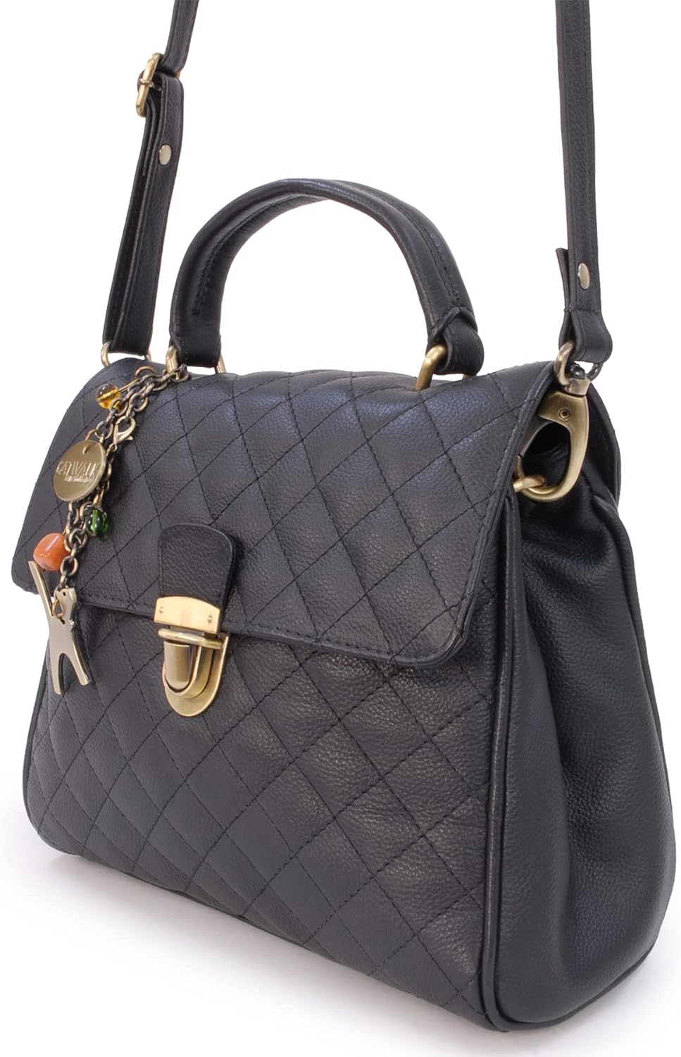 Catwalk Collection Handbags - Gesteppte Leder - Handtasche/Schultasche/Henkeltasche - Handtasche mit