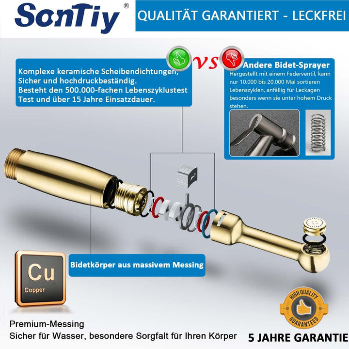 Bidet Handbrause Set SonTiy Toilette Bad Bidet Aufsatz Waschen Duschkopf mit Einstellbarem Druck &Ha