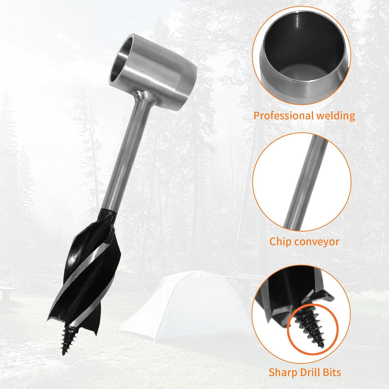 Handbohrer Bushcraft, Holzbohrer Outdoor Hand Schraubenschlüssel Scotch Eye Auger Manueller Bushcraf
