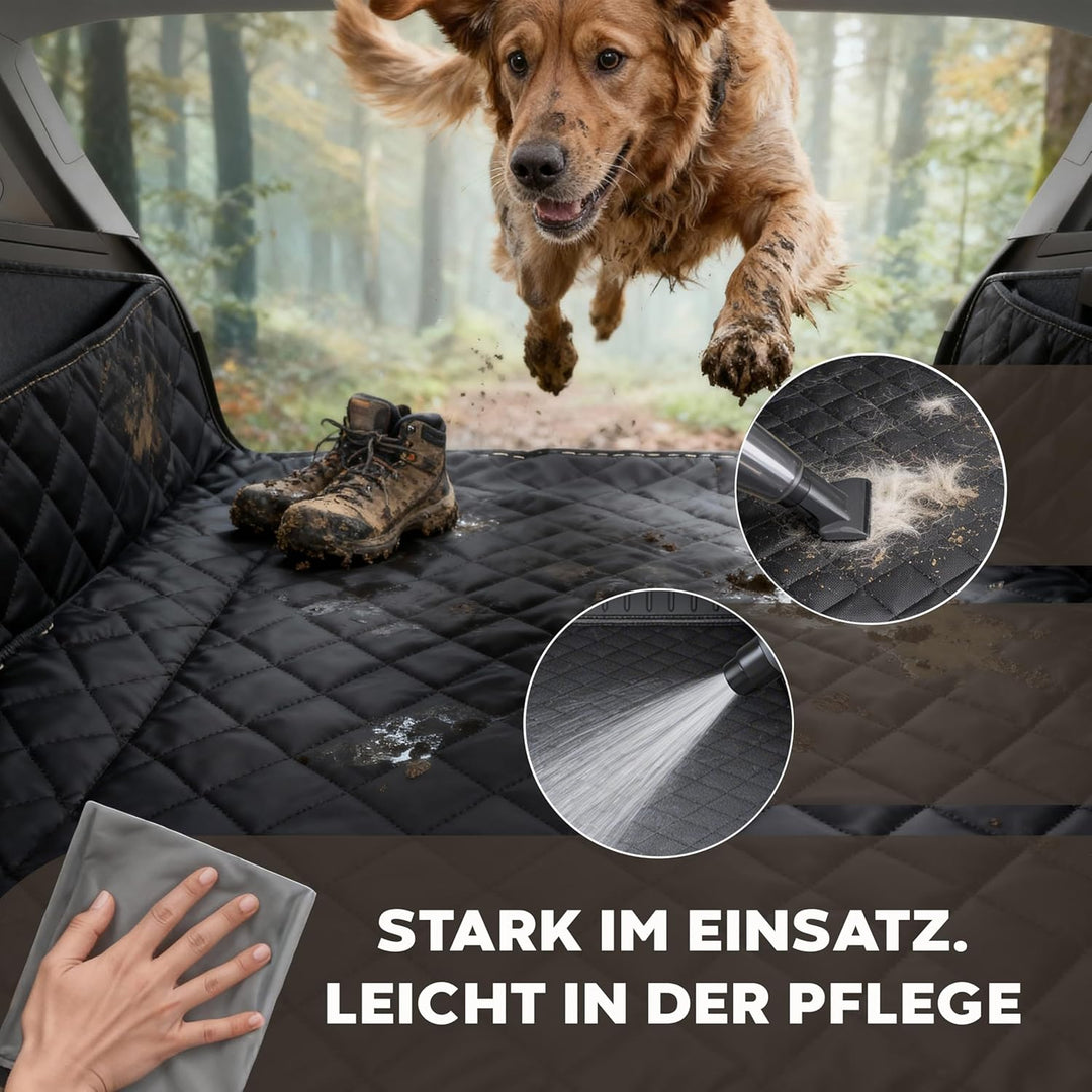 Hainberger Kofferraumschutz Hund gesteppt mit Seiten- und Ladekantenschutz Hundedecke Auto Kofferrau