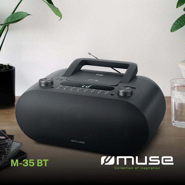 Muse M-35 BT CD-Player Bluetooth, UKW Radio, MP3-Spieler, USB, Netz und Batteriebetrieb, schwarz