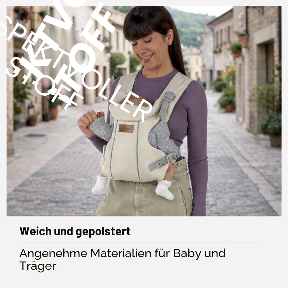 Jané Dual, ergonomische Babytrage, von Geburt bis 15 kg, 3 Positionen, atmungsaktiv und gepolstert,