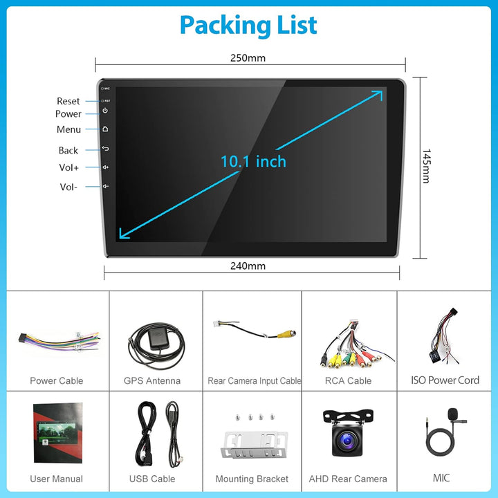 Hodozzy Autoradio 10,1 Zoll 2GB+64GB Kabelloses Carplay Wireless Android Auto, Radio Android mit Nav