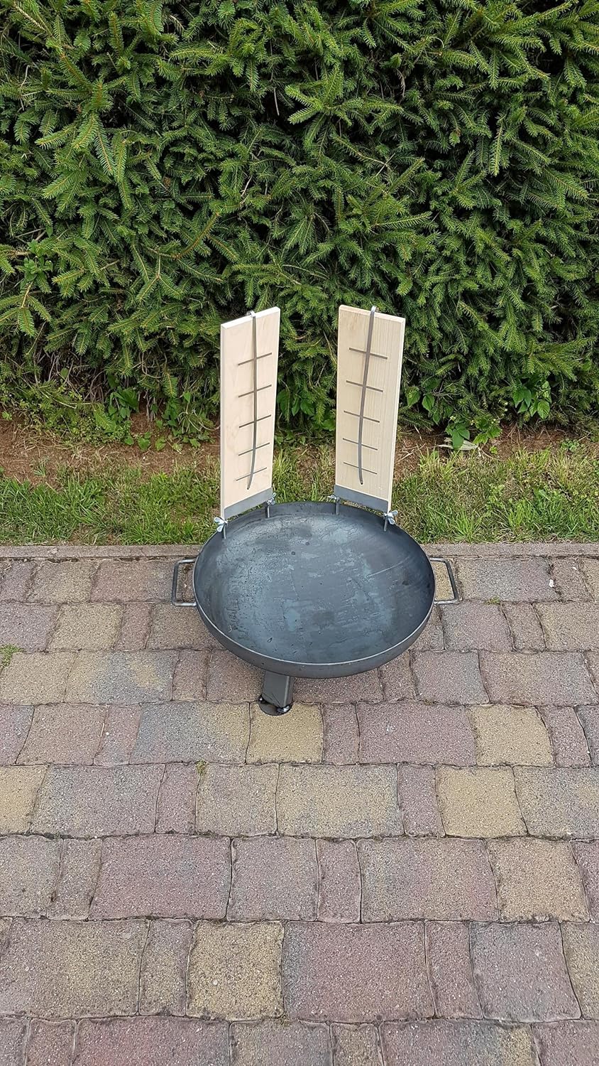 Czaja Feuerschale Ø 55 cm mit 2 er Set Flammlachsbrettern 2er Set Räucherbrett aus Buchenholz inkl.