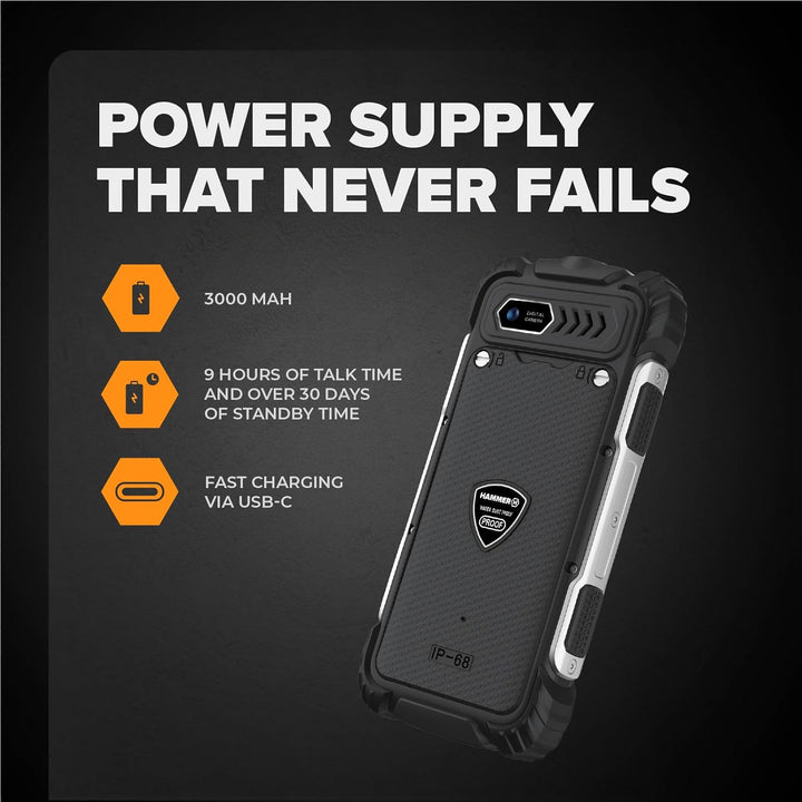 Hammer H Power Plus LTE Outdoor Handy ohne Vertrag, 4000mAh Akku, 128MB Memory, 64MB RAM, 2,8" IPS D