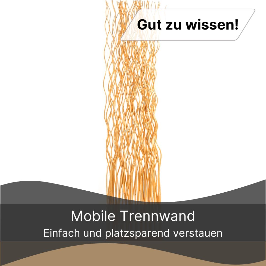 Weiden RAUMTEILER Wave | Weidenholz, 170x40cm (HxB) | Paravent aus Weidenzweigen, Raumtrenner, Stell