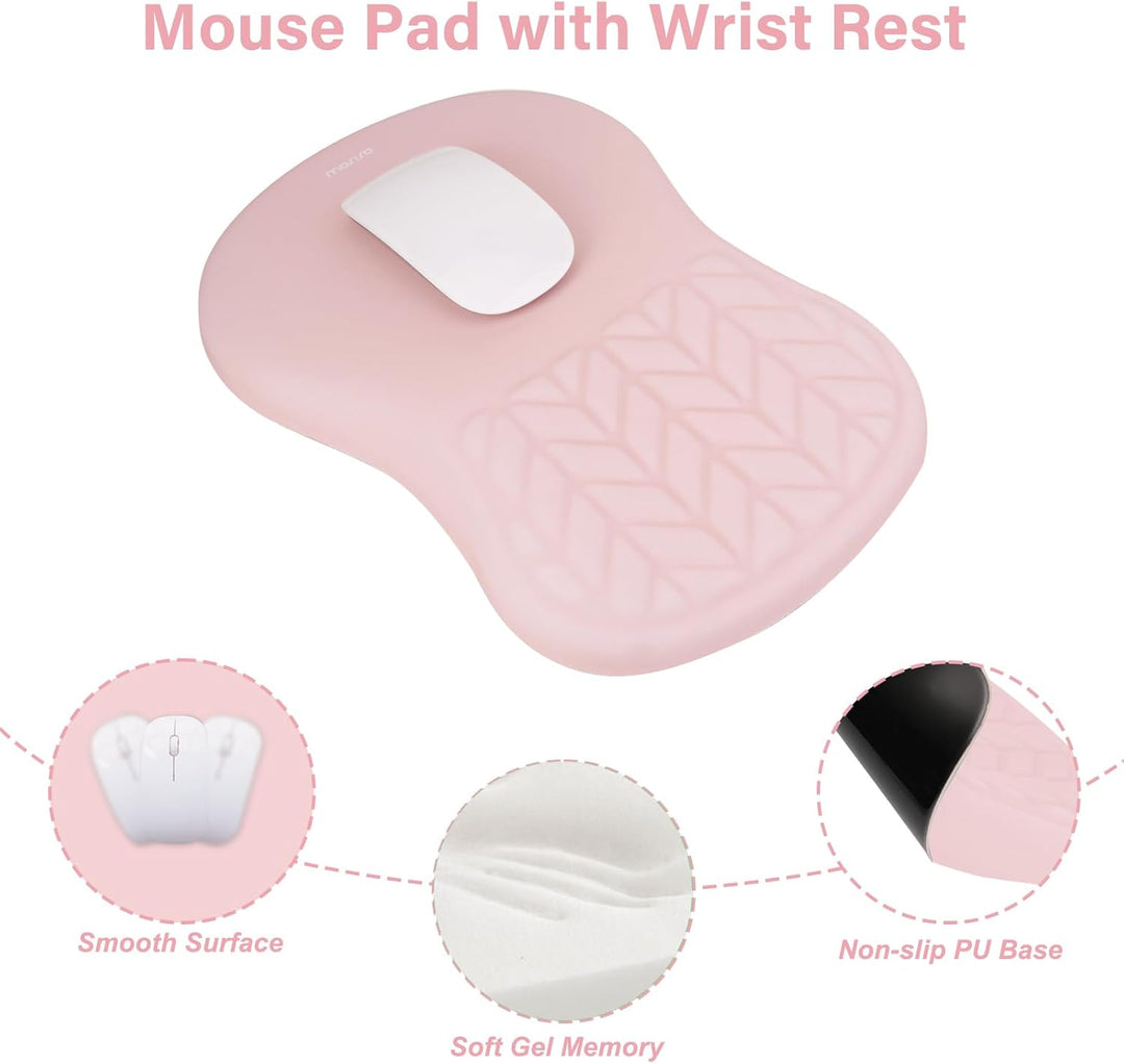 MOSISO Handgelenkstütze für Mauspad&amp;Tastatur Set, Gebogene Ergonomisches Mousepad&amp;Coaster Rutschfest