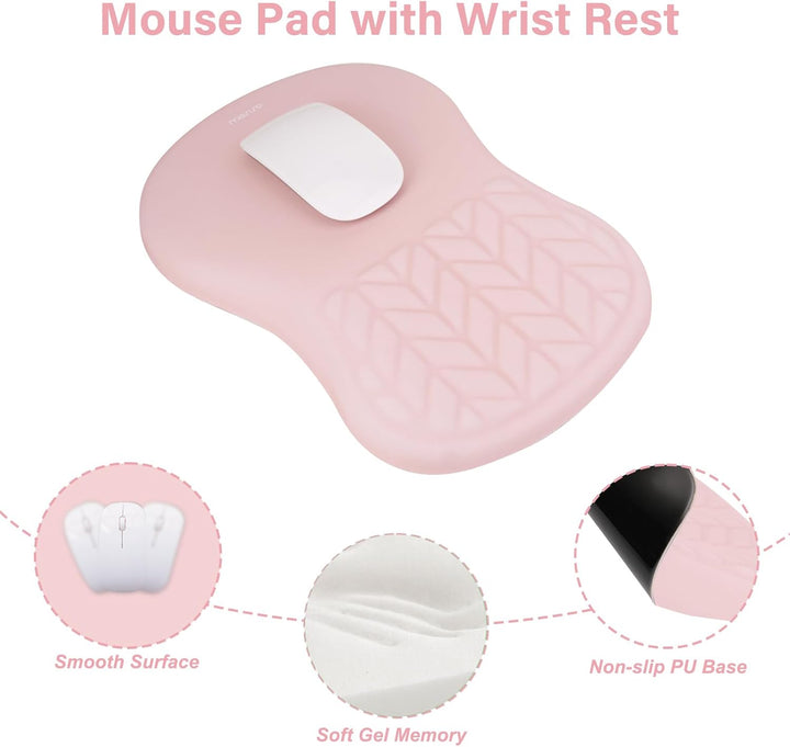 MOSISO Handgelenkstütze für Mauspad&amp;Tastatur Set, Gebogene Ergonomisches Mousepad&amp;Coaster Rutschfest