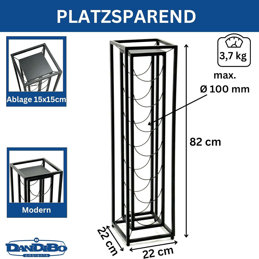 DanDiBo Weinregal Metall Schwarz Stehend Diamant 80 cm 96621 Flaschenregal Weinständer Flaschenhalte