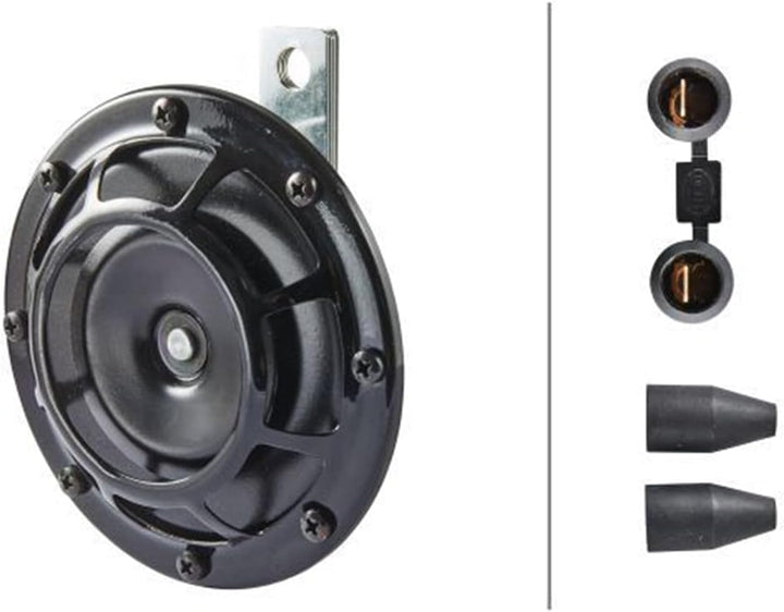 HELLA - Horn - B133 - 12V - 118dB(A) - Frequenzbereich: 375/500Hz - Starkton - Gehäusefarbe: schwarz