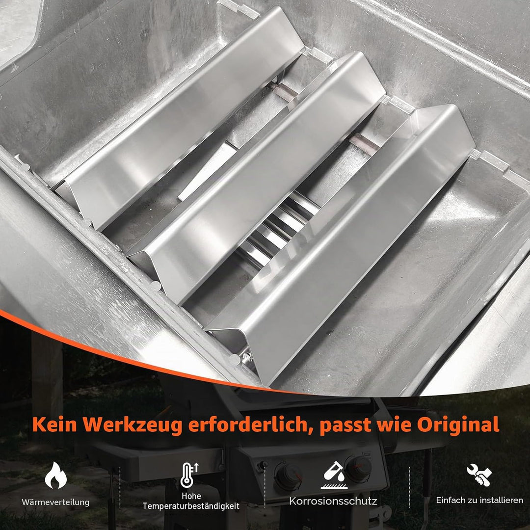 QuliMetal Aromaschienen aus Edelstahl für Weber Spirit 200 und Spirit II 200 Serie, 38,9 cm, Flavori