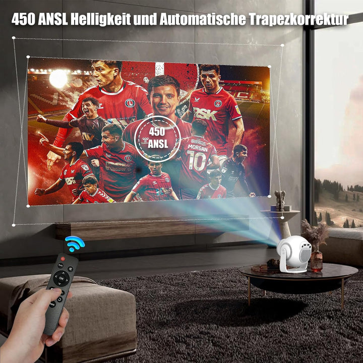 Mini Beamer Unterstützt 4K & 8K 1080P, Smart Beamer mit 5G WiFi 6 BT 5.4, Android 14-System, Tragbar