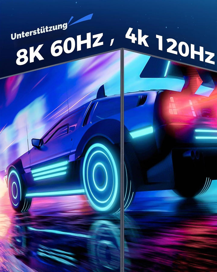 8K HDMI Kabel 4 Meter - High Speed HDMI Kabel 48Gbps, 8K 60Hz, 4K 120Hz, Geflochten, eARC, ARC, HDCP