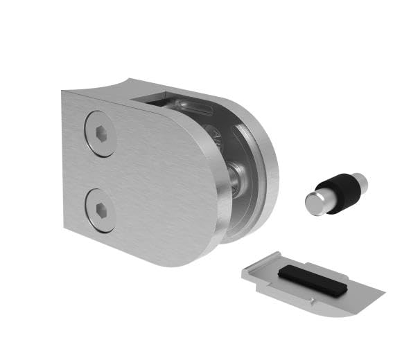 Sellon24® Glasklemme 4 Stück Glashalter Edelstahl 42,4/ flach inkl. Gummieinlage Glas 6,00-10,76mm M