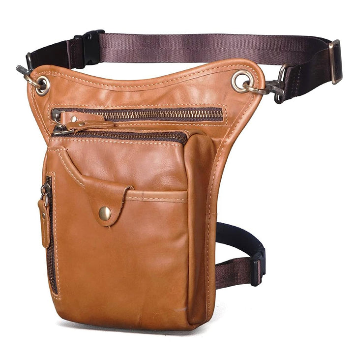 Le'aokuu Herren Echtes Leder Tasche Beinbeutel Beintasche Aussenbeintasche Beinbeuteltasche Reisen H