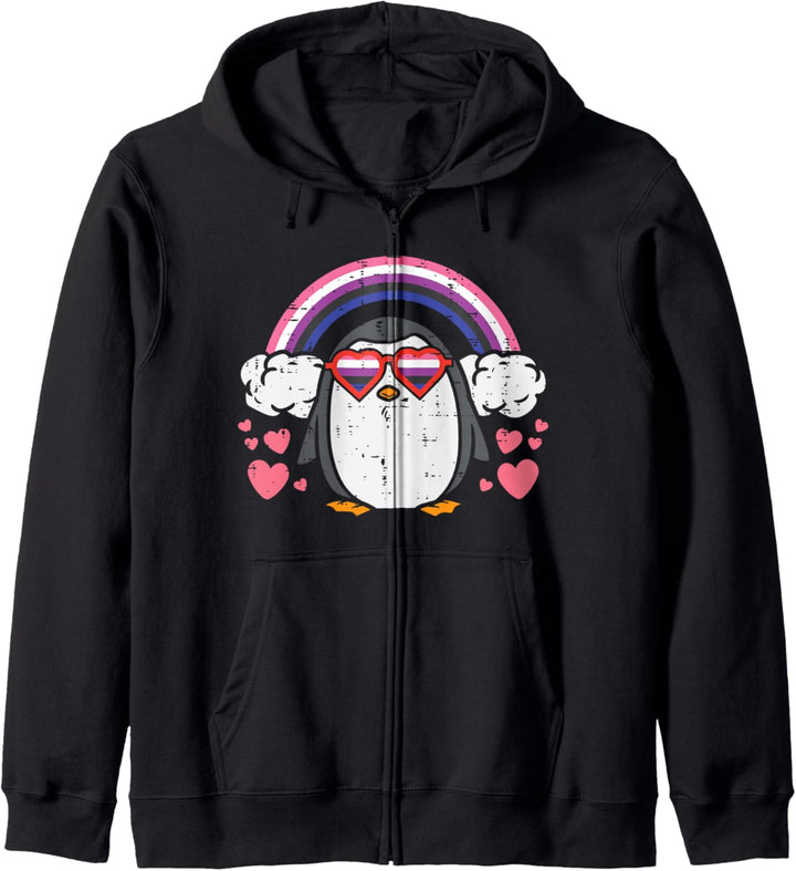 Penguin Genderfluid Flag Animal Gayguin LGBTQ Non-Binary Kapuzenjacke